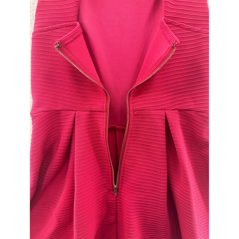 UA Los Angeles Pink Textured Fit Flare Mini Dress Cutout Back Sleeveless M - Picture 10 of 11